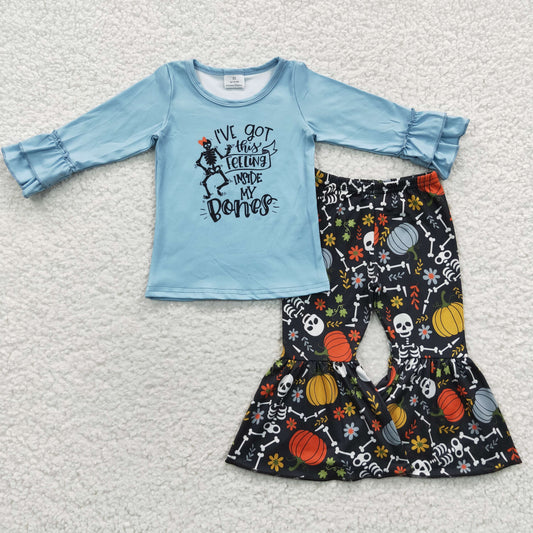 (Promotion) 6 A8-26 I've got this feeling inside my bones blue top bell pants Halloween outfits