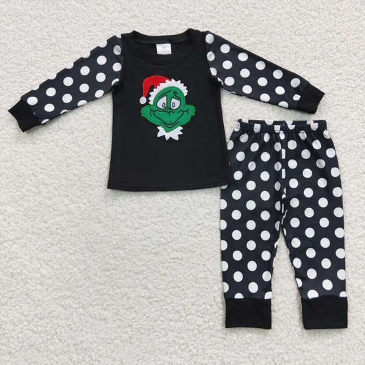 (Promotion)Black dots Christmas frog embroidery pajamas   6 B13-17