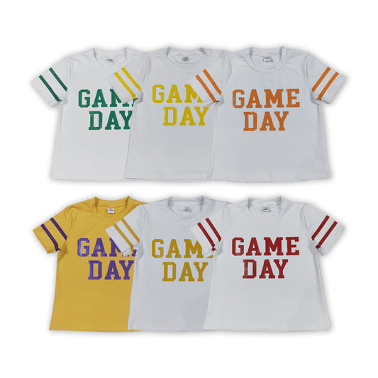 6 Colors Game Day Vinyl Kids Summer Tee Shirts Top Sibling Wear