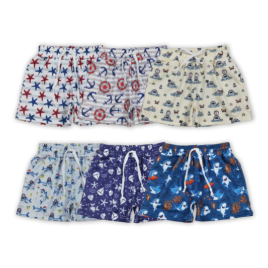 6 Prints Pockets Boys Summer Swim Trunks Brothers Wear