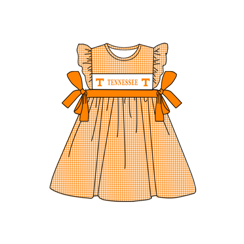 (Custom Design Preorder MOQ 5) Team's TENNESSEE Print Girls Knee Length Summer Dress