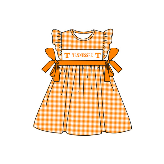 (Custom Design Preorder MOQ 5) Team's TENNESSEE Print Girls Knee Length Summer Dress