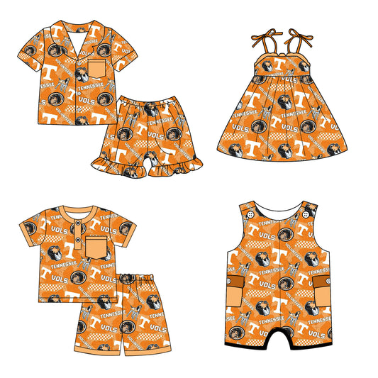 (Custom Design Preorder MOQ 5 Each Design) Team's Tennessee Print Kids Summer Matching Clothes Sibling Wear