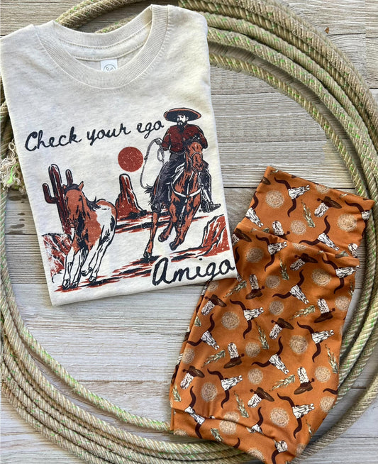 (Custom Design Preorder MOQ 5) Cowboy Cow Skull Shorts Boys Western Clothes Set