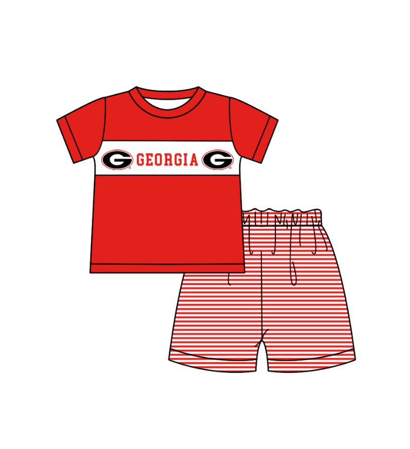 (Custom Design Preorder MOQ 5 Each Item) Team's Georgia Print Kids Summer Matching Clothes Sibling Wear