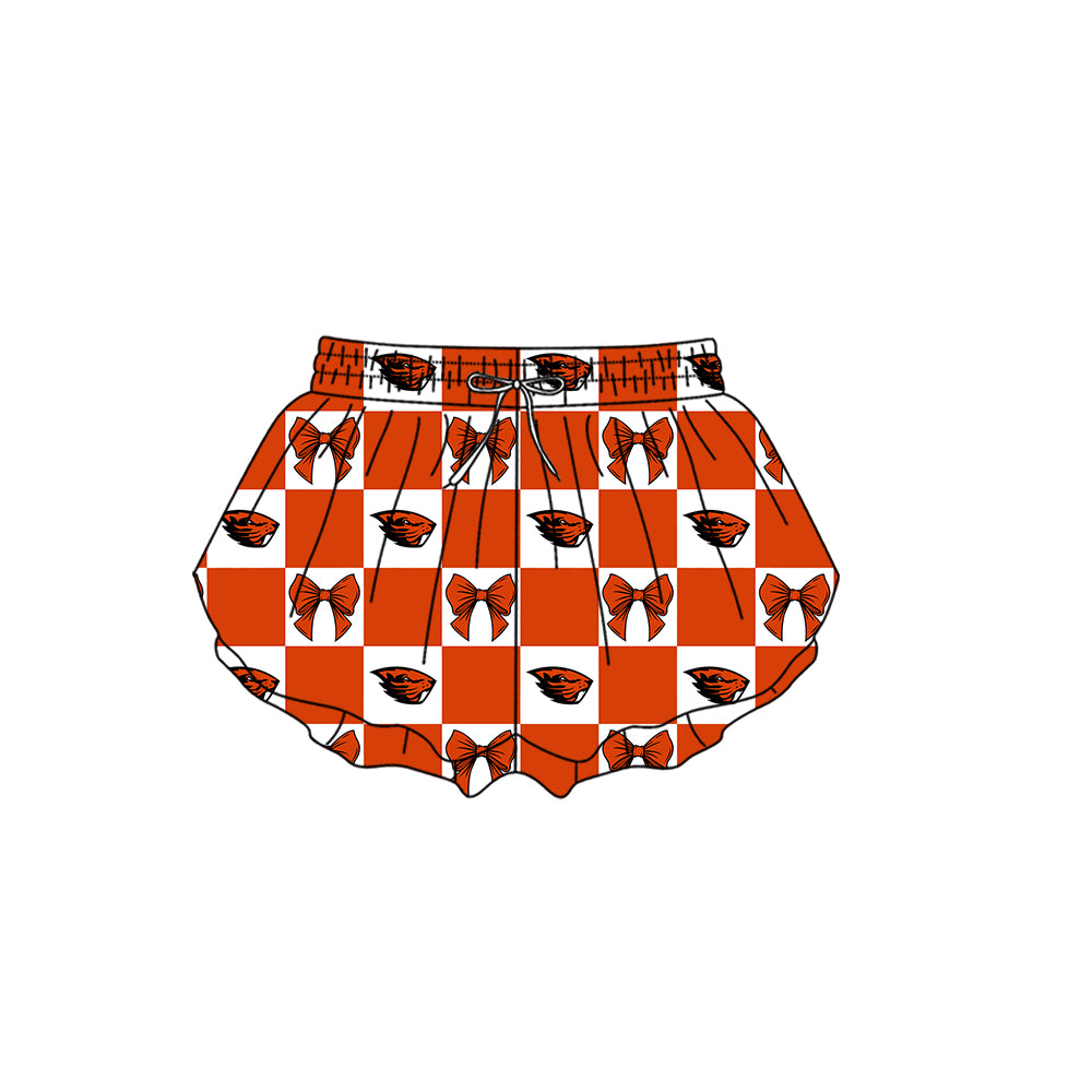 (Custom Design Preorder MOQ 5 Each Color) Team's Oregon State Beavers Bows Plaid Print Girls Summer Clothes Sisters Matching Wear