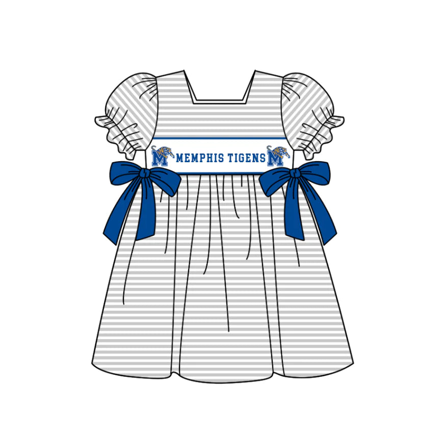 (Custom Design Preorder MOQ 5 Each Design) Team's Memphis Tigers Print Kids Summer Matching Clothes Sibling Wear