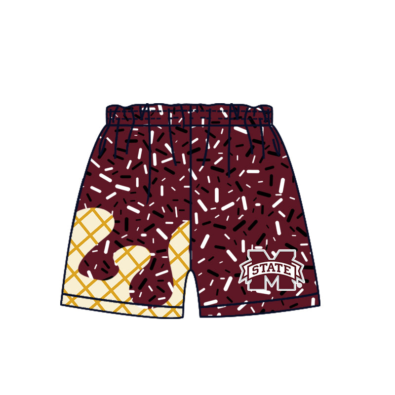 (Custom Design Preorder MOQ 5 Each Item)Team's Mississippi State Sprinkles Print Sibling Matching Clothes