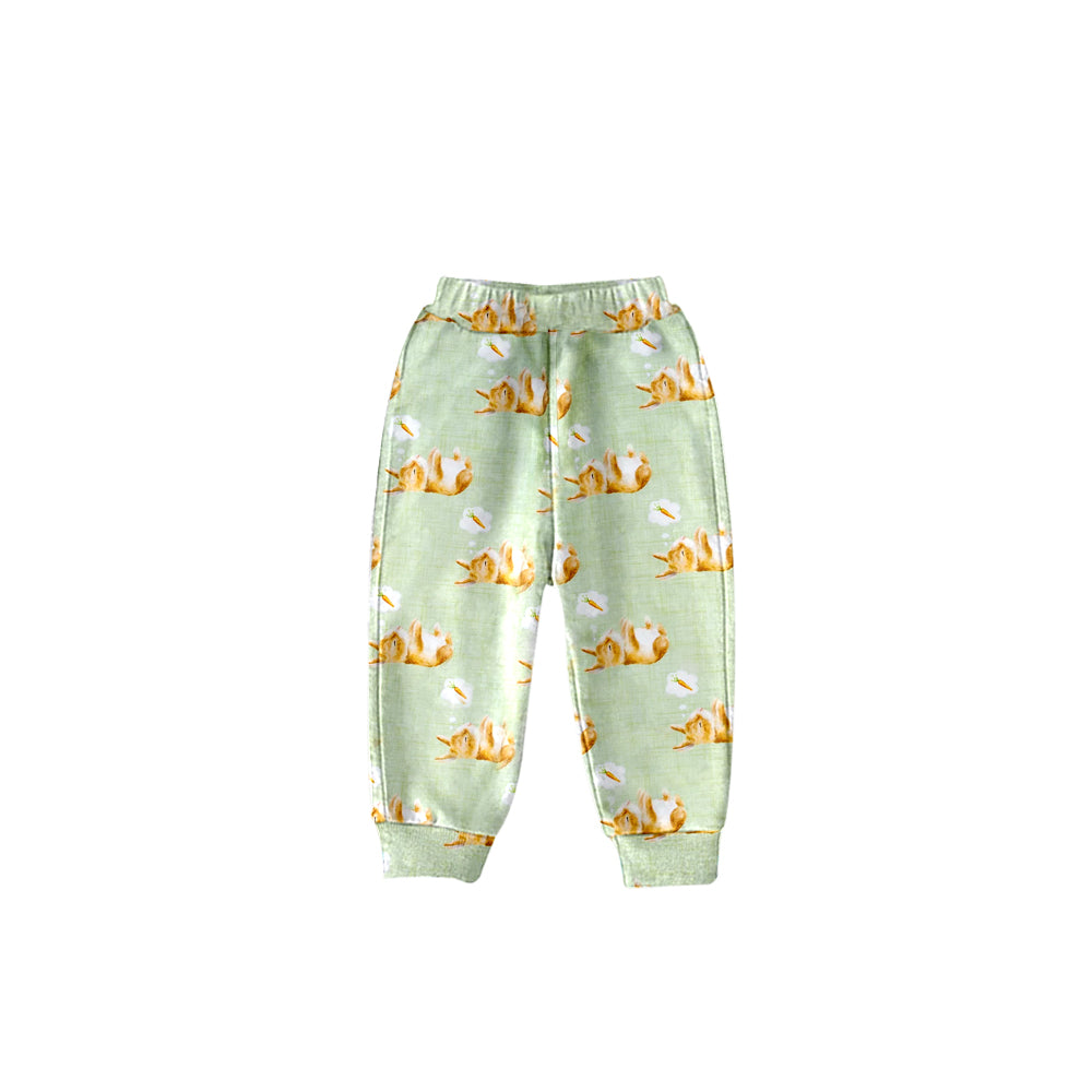 (Custom Design MOQ 5) NO.6 Bunny Carrot Print Kids Easter Pants