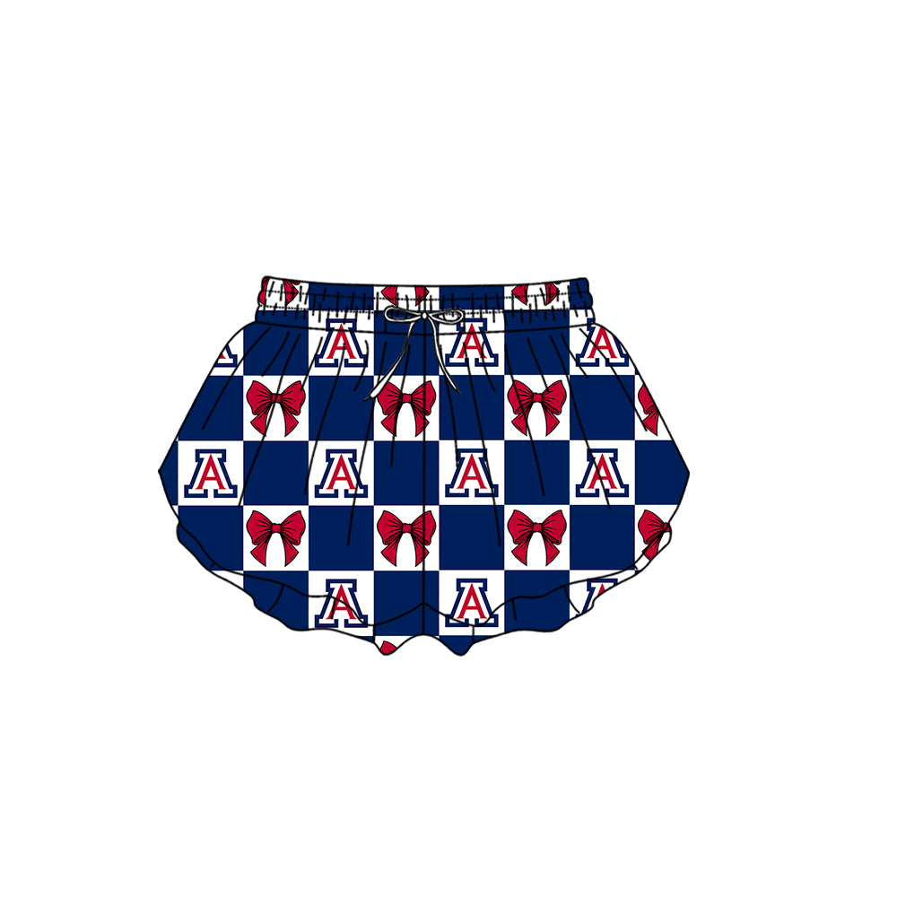 (Custom Design Preorder MOQ 5 Each Color) Team's Arizona Bows Plaid Print Girls Summer Clothes Sisters Matching Wear