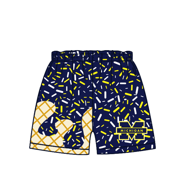 (Custom Design Preorder MOQ 5 Each Item)Team's MICHIGAN Sprinkles Print Sibling Matching Clothes