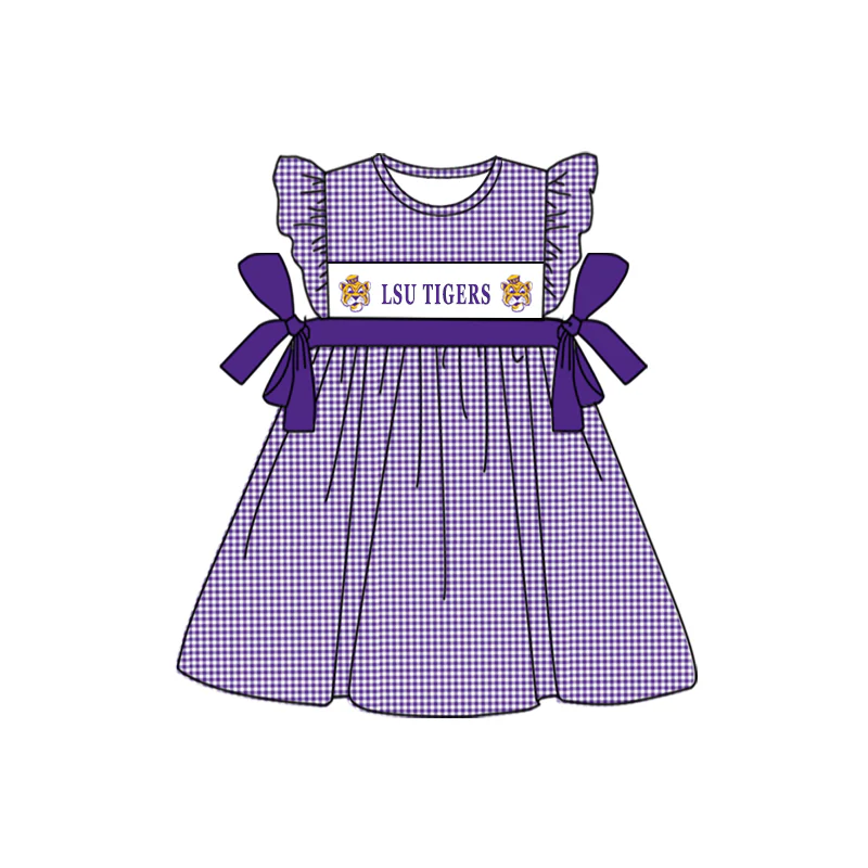 (Custom Design Preorder MOQ 5) Team's lsu tigers Print Girls Knee Length Summer Dress