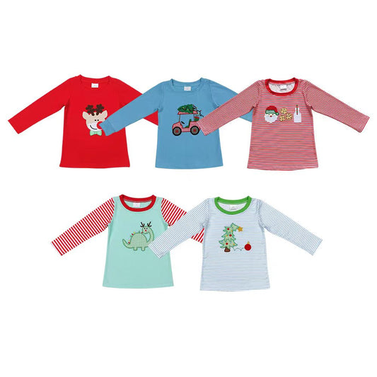 5 Styles Embroidery Sibling Christmas Matching Tee Shirts Top