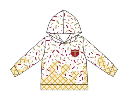 (Custom Design Preorder MOQ 5 Each Item)Team's White Sprinkles Print Hoodie Top Mom and Me Matching Clothes