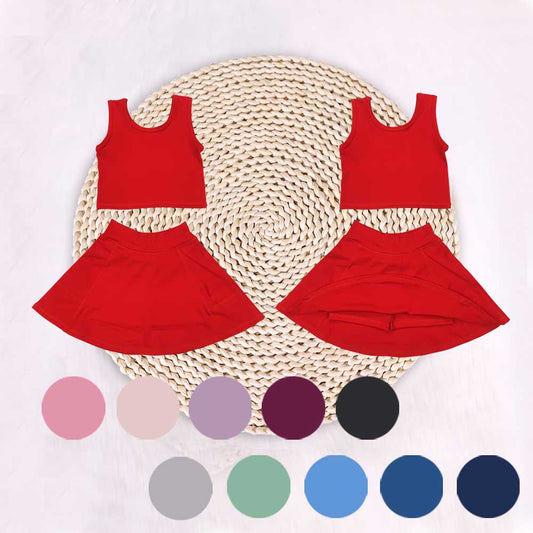 5 Colors Tank Top Skirts Shorts Girls Summer Yoga Clothes Set Sisters Sports Wear