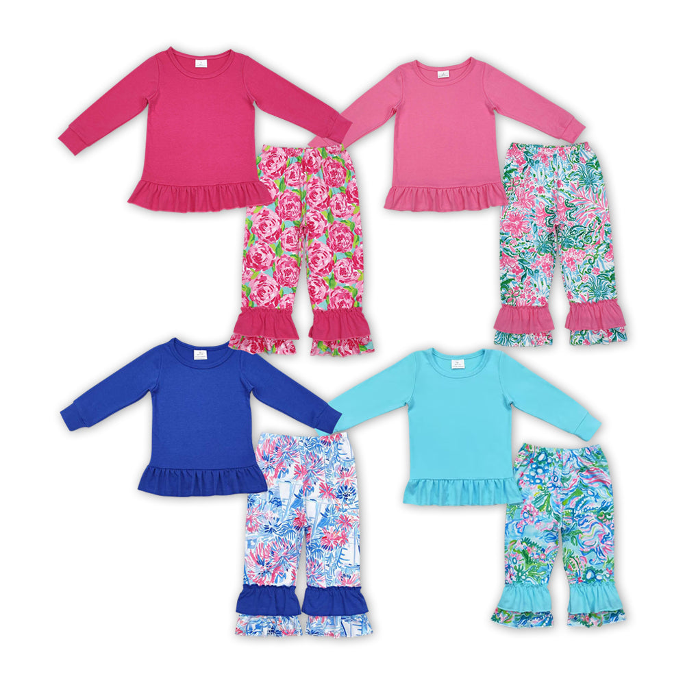 Cotton Top Flowers Pants Sibling Matching Clothes