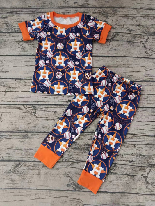 (Custom Design Preorder MOQ 5)  Team's Houston Astros Print Boys Pajamas Clothes Set