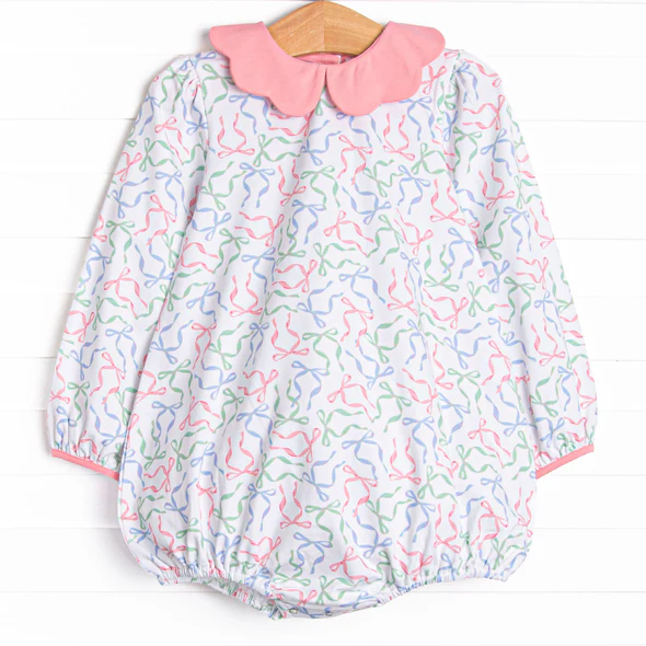(Custom Design Preorder MOQ 5) Colorful Bows Print Baby Girls Fall Romper