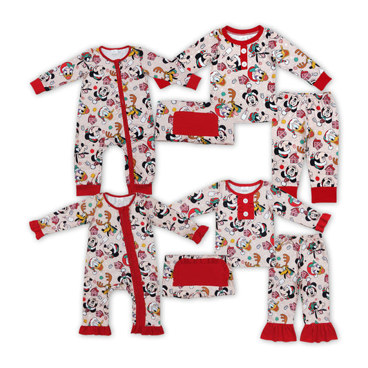 Cartoon Mouse Print Sibling Christmas Matching Clothes