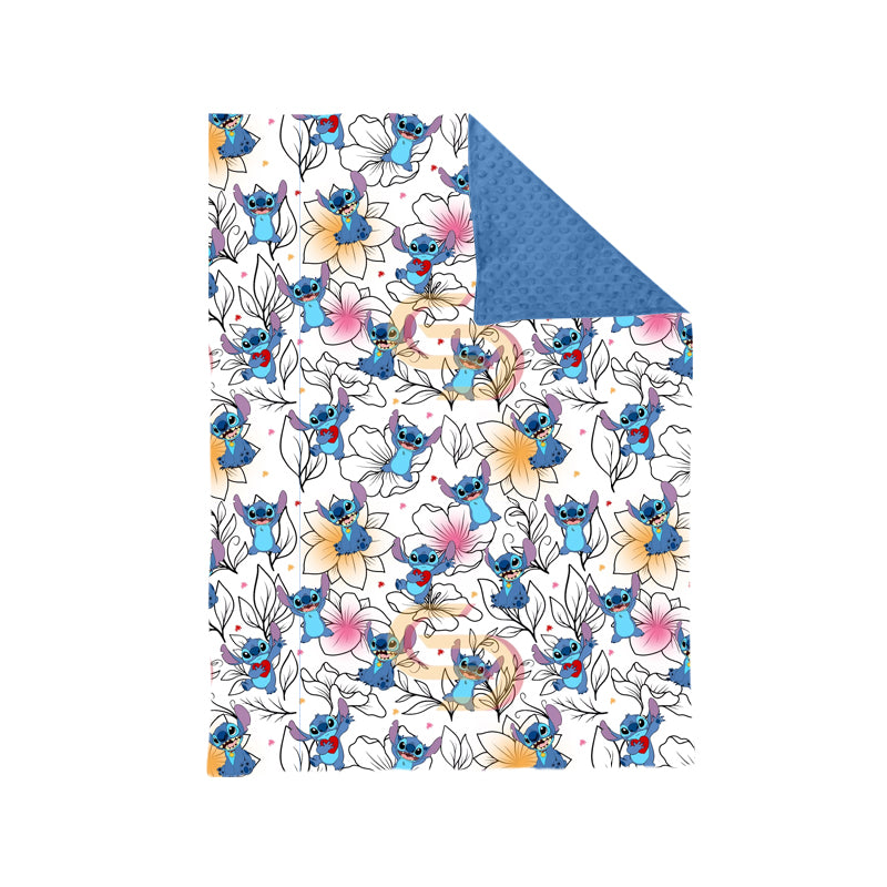(Custom Design Preorder MOQ 5) Blue Cartoon Character Print Baby Blanket