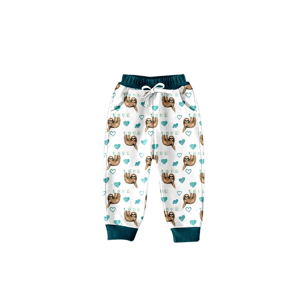 (Custom Design Preorder MOQ 5) Blue Sloth Love Heart Print Adult Pajamas Pants