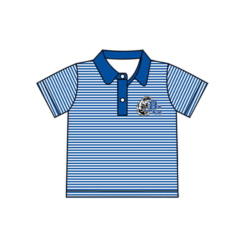 (Custom Design Preorder MOQ 5)  Team's BC Blue Print Boys Summer Polo Tee Shirts Top