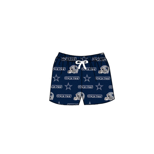 (Custom Design Preorder MOQ 5) Team's Cowboys Navy Stars Print Boys Swim Trunks