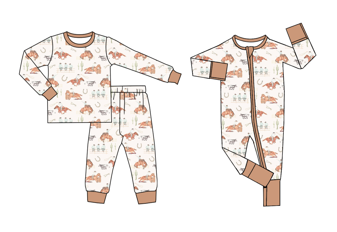 5.23(Custom Design Preorder MOQ 5 Each Design) Cowboy Kids Pajamas Matching Clothes Sisters Wear