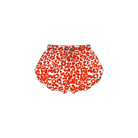 (Custom Design Preorder MOQ 5 Each Item) Red Leopard Print Summer Bottom Shorts Mom and Me Matching Clothes