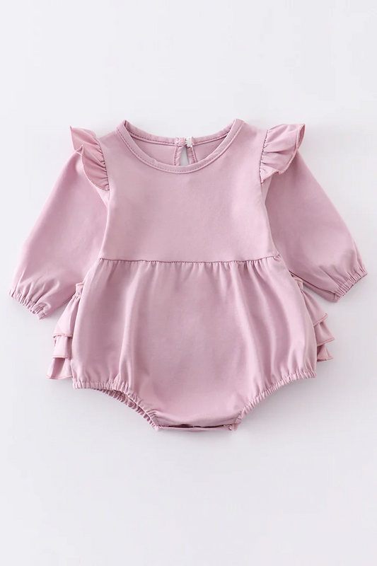 (Custom Design Preorder MOQ 5) Violet Cotton Baby Girls Bubble Romper