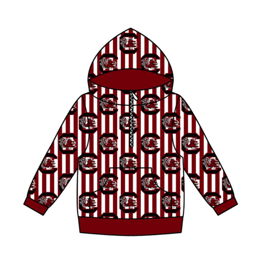 (Custom Design Preorder MOQ 5 Each Design) Team's Gamecock Print Hoodie Zipper Top Mom and Me Matching Clothes