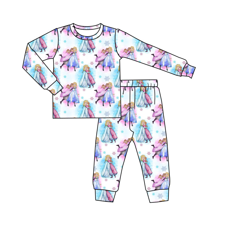 (Custom Design Preorder MOQ 5) Adult Cartoon Princess Print Woman Pajamas Clothes Set