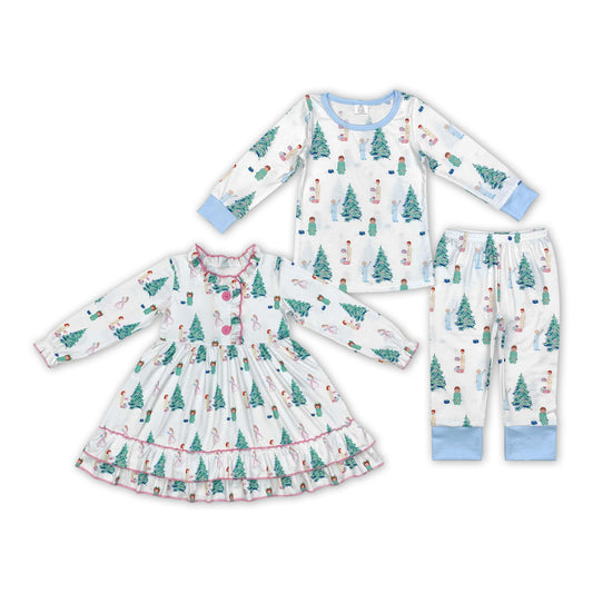 Christmas Tree Print Sibling Pajamas Clothes