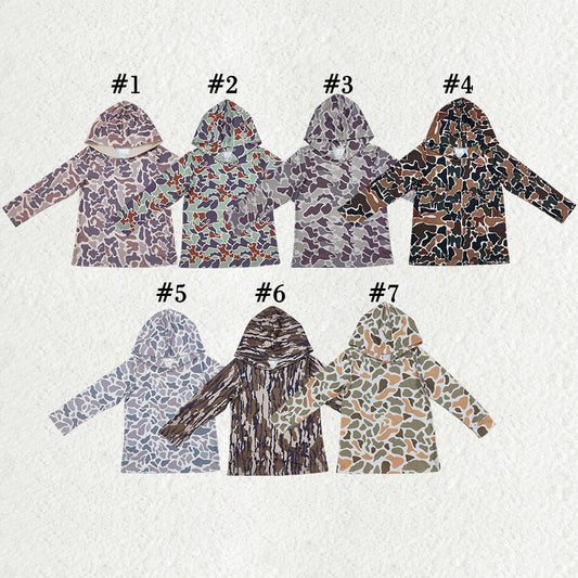 7 Colors Camo Print Boys Hoodie Tee Shirts Top Brothers Hunting Wear