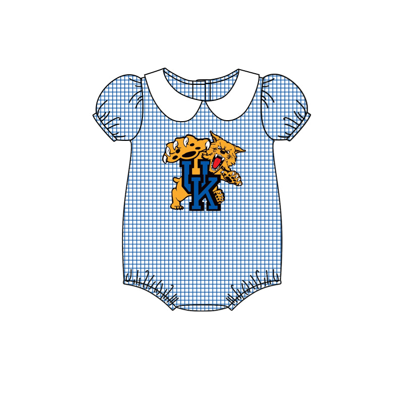 (Custom Design Preorder MOQ 5) Team's UK Wildcat Print Baby Girls Summer Romper