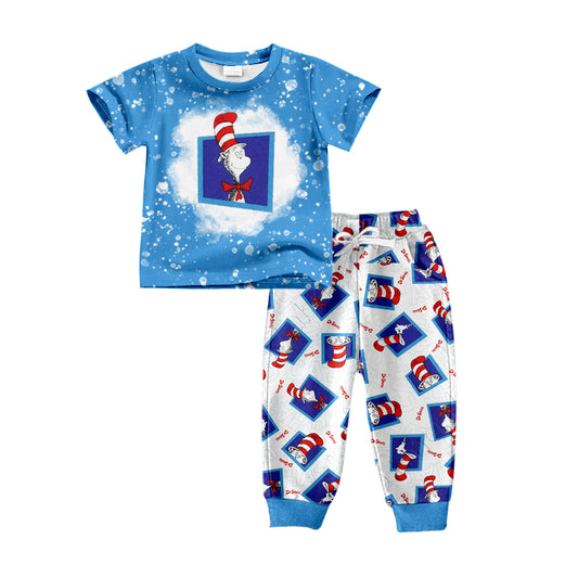 (Custom Design Preorder MOQ 5) Dr.Reading Blue Print Boys Clothes Set