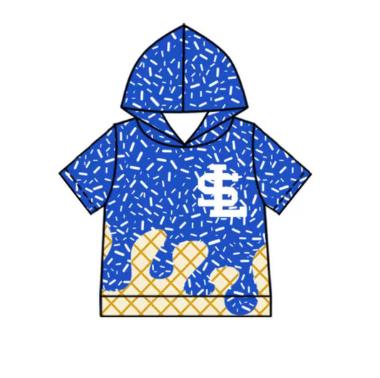 (Custom Design Preorder MOQ 5 Each Item) Team's South Lafourche Blue Sprinkles Print Hoodie Top Mom and Me Matching Clothes