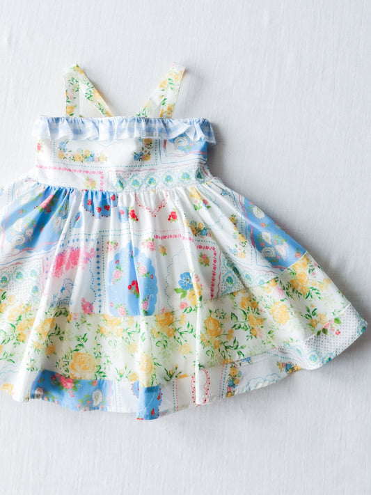 (Custom Design Preorder MOQ 5) NO.2 Flowers Print Girls Knee Length Summer Dress