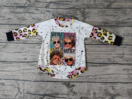 (Custom Design Preorder MOQ 5) Golden Girl Leopard Print Baby Girls Fall Romper