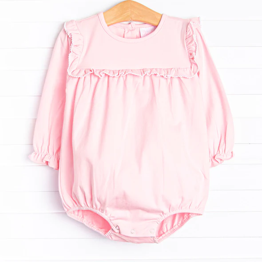 (Custom Design Preorder MOQ 5) Pink Color Baby Girls Romper