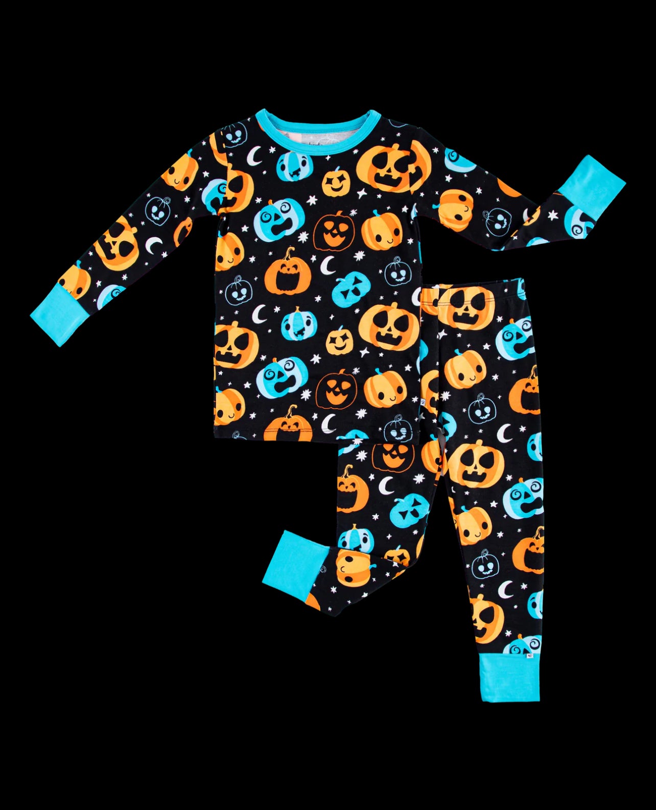 (Custom Design Preorder MOQ 5) Pumpkin Print Girls Halloween Pajamas Clothes Set