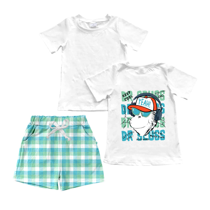 11.28(Custom Design Preorder MOQ 5) Dr.Reading Top Plaid Shorts Boys Summer Clothes Set