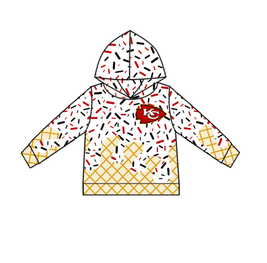 (Custom Design Preorder MOQ 5) Team's KC Sprinkles Print Kids Long Sleeve Hoodie Top