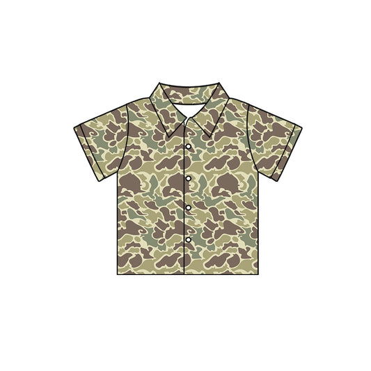 (Custom Design Preorder MOQ 5) Brown Camo Print Boys Summer Tee Shirts Top