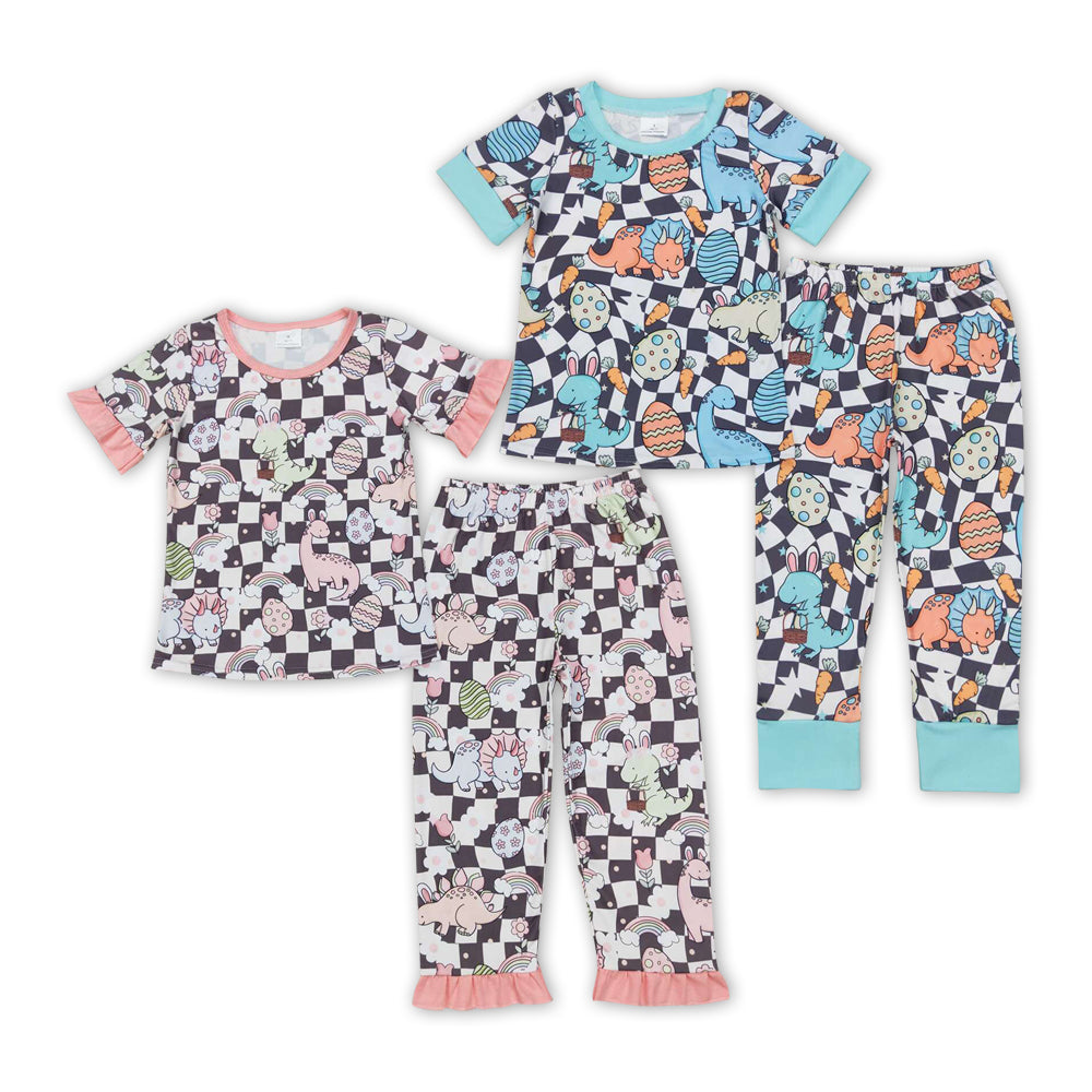 Dino Eggs Cute Print Sibling Easter Matching Clothes