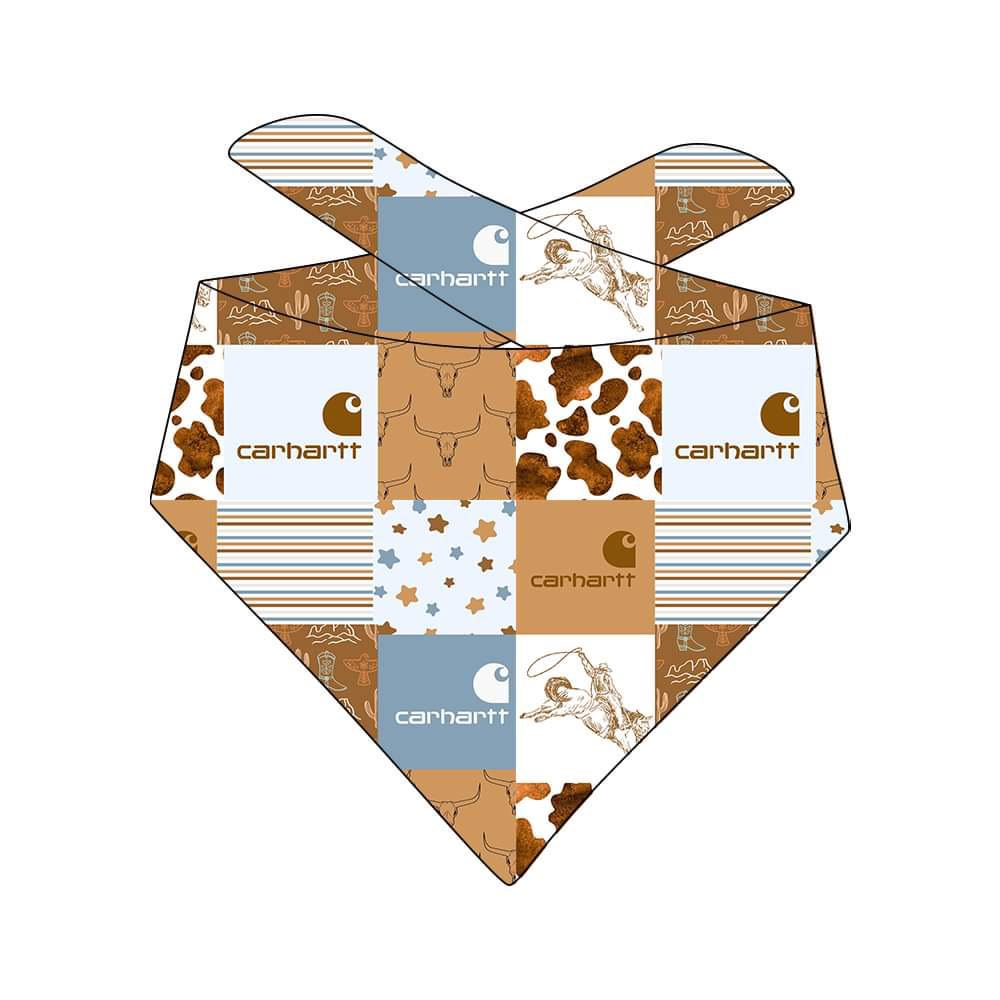 (Custom Design Preorder MOQ 5) Cowboy Western Print Collar Doggy Bandana