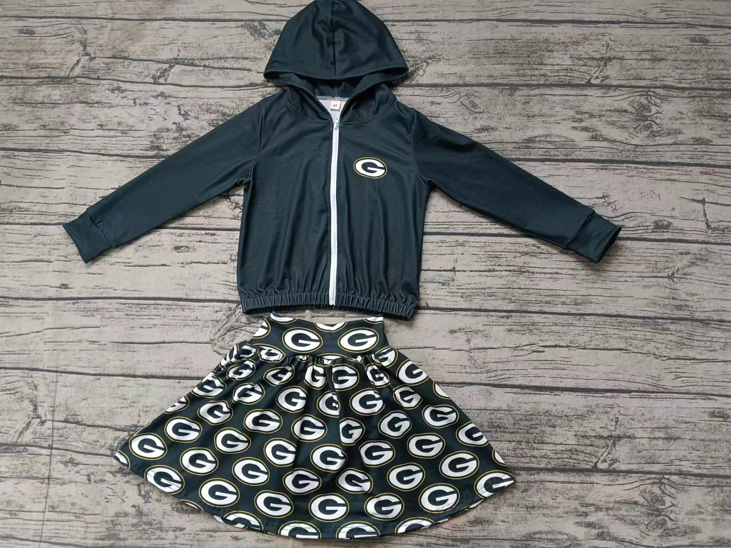 (Custom Design Preorder MOQ 3) Team's Green Bay Packers Print Skirts With Shorts Girls Clothes Sets