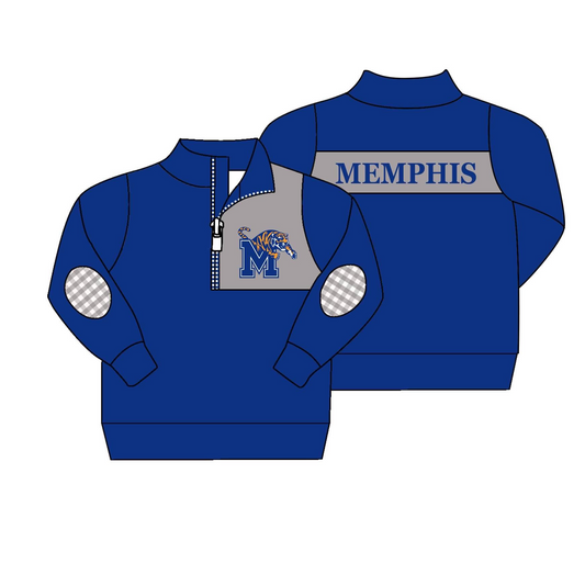 (Custom Design Preorder MOQ 5) Team's MEMPHIS Print Boys Long Sleeve Zipper Pullover Shirts