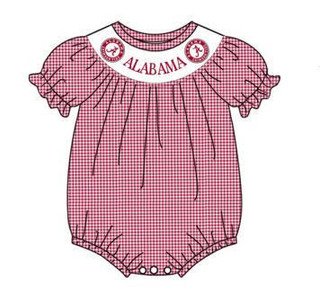 (Custom Design Preorder MOQ 5) Team's ALABAMA Print Baby Girls Summer Romper