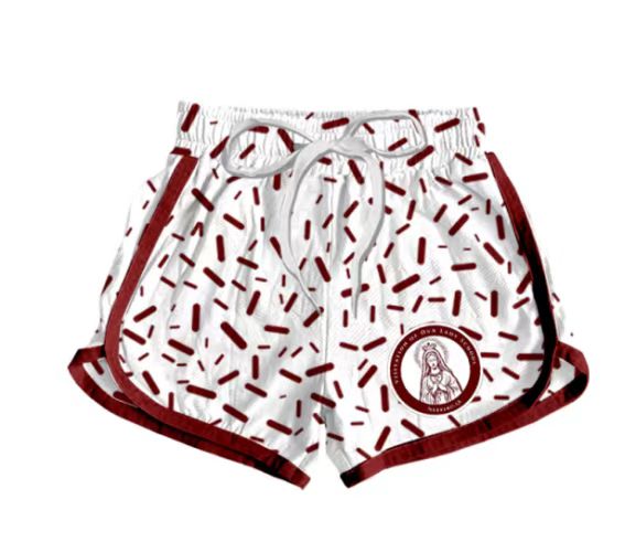 (Custom Design Preorder MOQ 5 Each Item) Team's White Sprinkles Print Summer Bottom Sports Shorts Mom and Me Matching Clothes